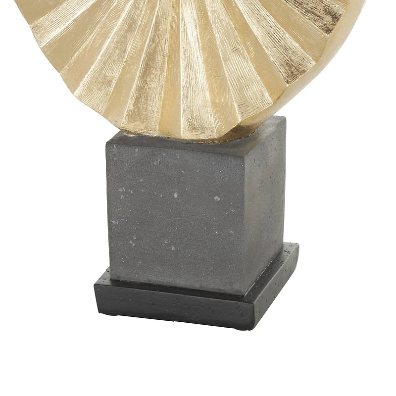 Gold Polystone Dancer Ballet Sculpture with Elevated Black Base