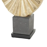 Gold Polystone Dancer Ballet Sculpture with Elevated Black Base