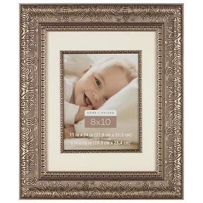 Home Silver Floral Frame with Mat by Studio Décor