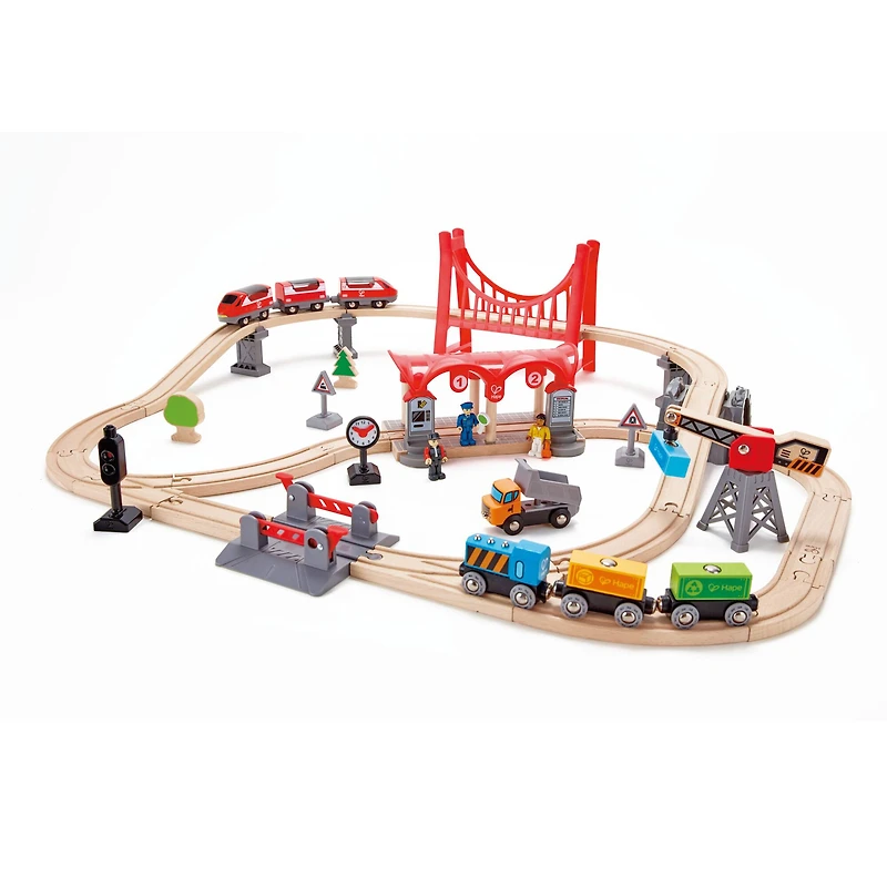 Hape Busy City Rail Wooden Train Set