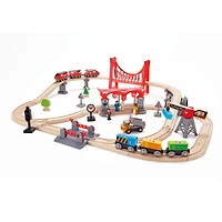 Hape Busy City Rail Wooden Train Set
