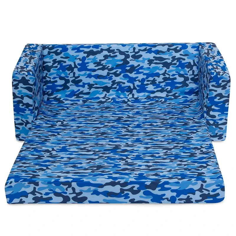 Delta Children 30" Blue Camo Cozee Flip Out 2-in-1 Convertible Chair to Lounger