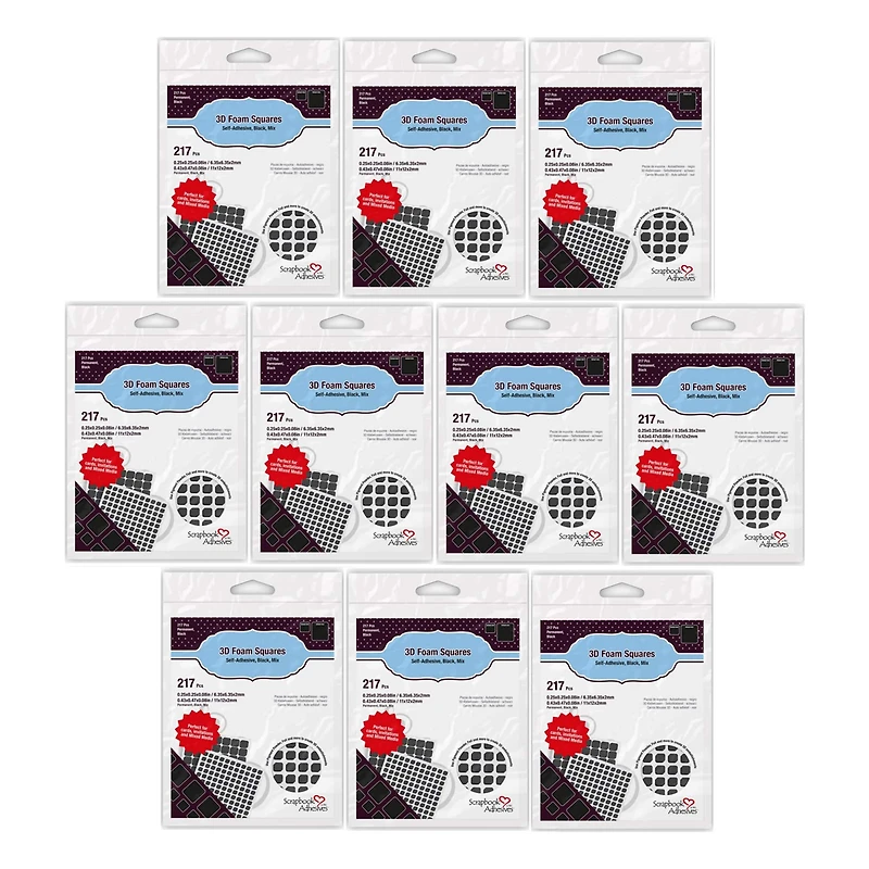 Scrapbook Adhesives by 3L® 2mm 3D Foam Square Packs, 10ct.