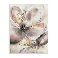 Stupell Industries Glam Pink Beige Flower Petals Floral Gold Painting Wood Wall Plaque