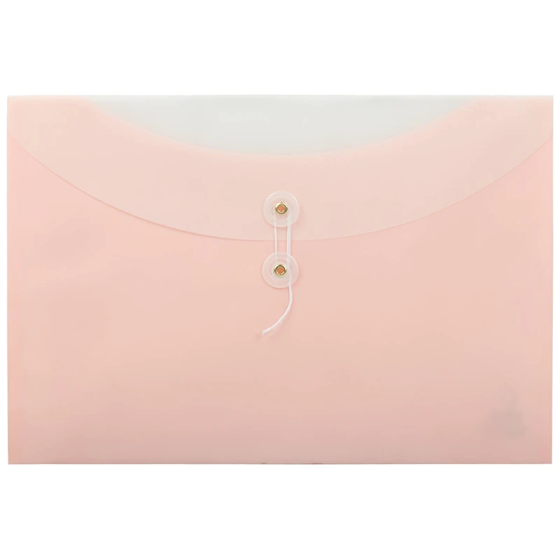 JAM Paper Two-Tone Light Pink Button & String Tie 9.75" x 13" Booklet Envelope, 12ct.
