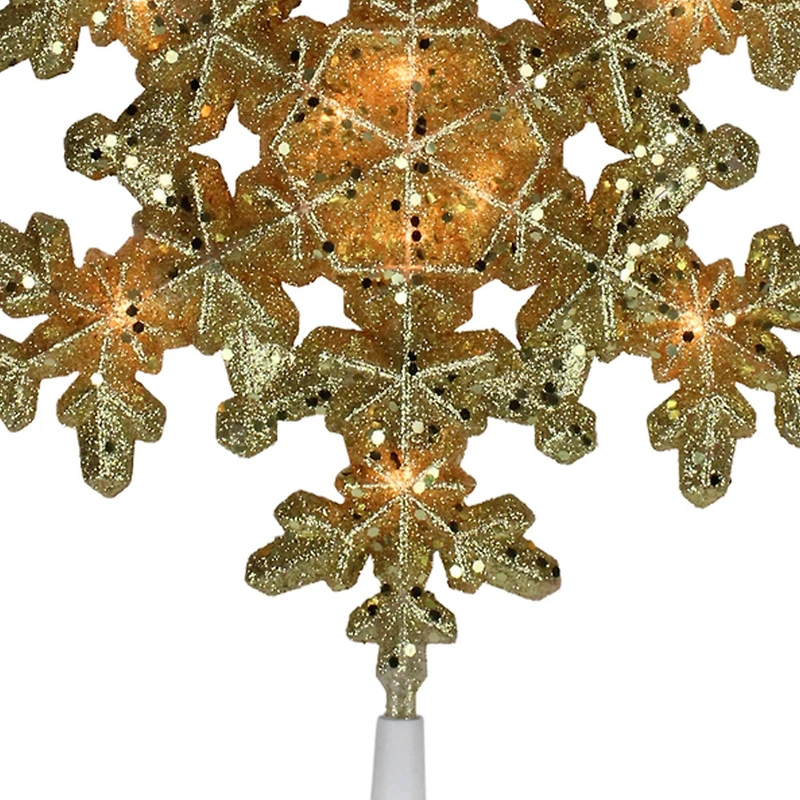 9" Gold Lighted Snowflake Christmas Tree Topper