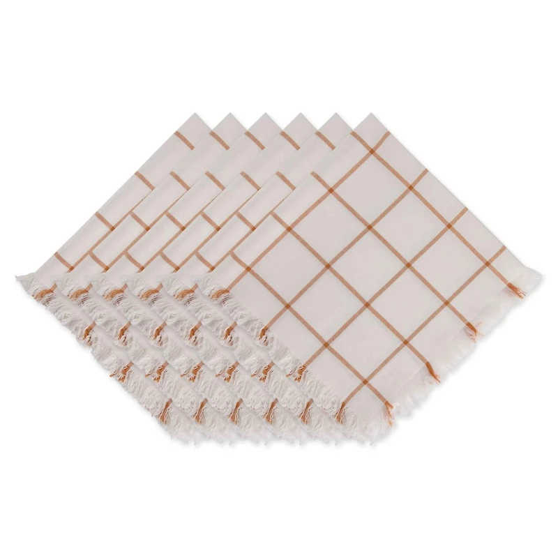 DII® Honey Gold Check Fringed Cloth Dinner Napkins, 6ct.