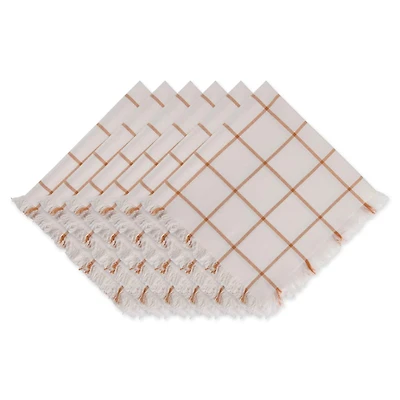 DII® Honey Gold Check Fringed Cloth Dinner Napkins, 6ct.