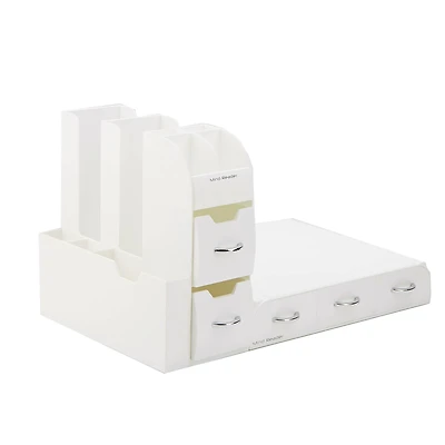 Mind Reader White 2-Piece Single Serve Coffee Pod Drawer and Condiment Organizer Caddy Station