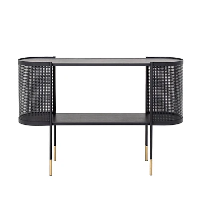 Hello Honey® Metal Console Table with Shelf & Brass Finish Legs