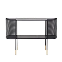 Hello Honey® Metal Console Table with Shelf & Brass Finish Legs