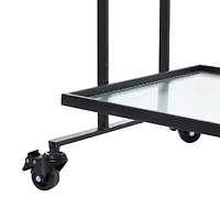 Black Iron Industrial Bar Cart, 32" x 25" x 18"