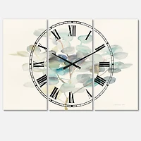Designart Eucalyptus Leaves Traditional 3 Panel Wall Clock