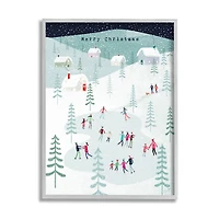 Stupell Industries Merry Christmas Winter Ice Skating Framed Giclee Art