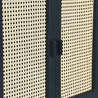 Hello Honey® 3ft. Black Bar Cabinet with Natural Woven Cane Details