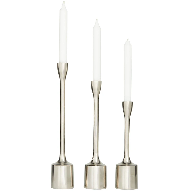 CosmoLiving by Cosmopolitan Silver Aluminum Tapered Candle Holder Set