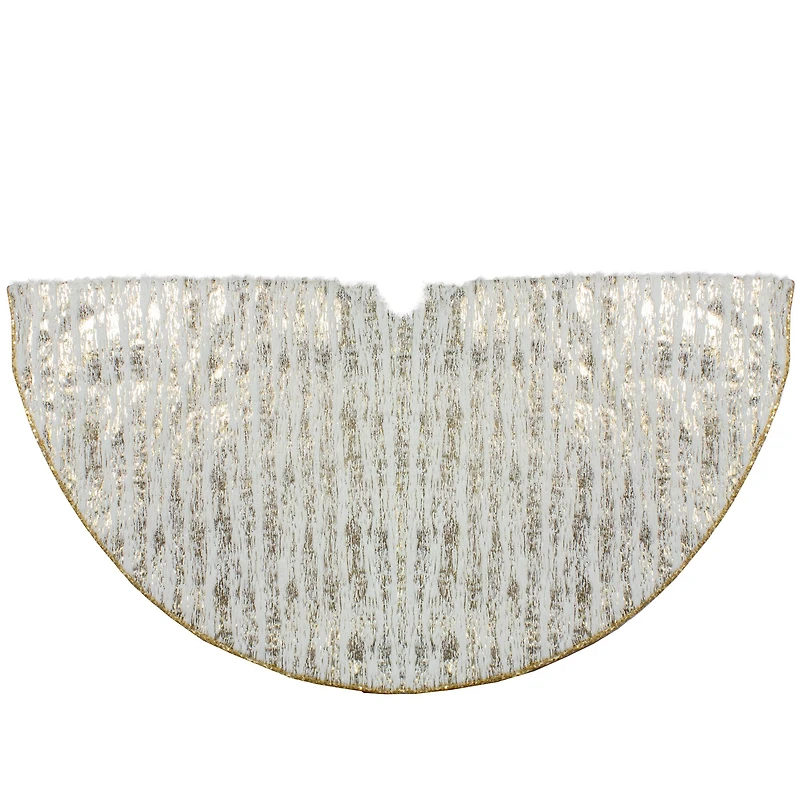 48" Ivory & Gold Wood Grain Pattern Christmas Tree Skirt