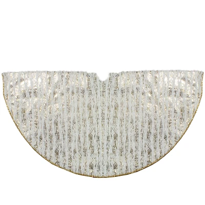 48" Ivory & Gold Wood Grain Pattern Christmas Tree Skirt