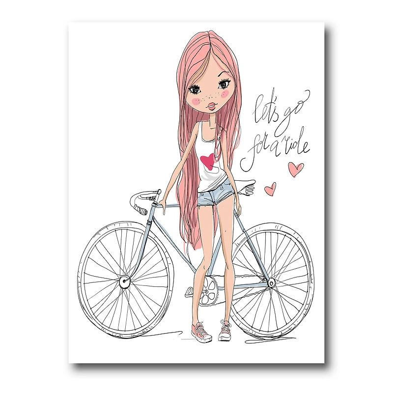 Designart - Young Girl With Bicycle