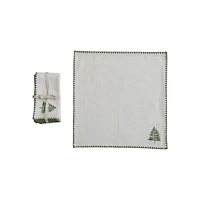 Hello Honey® Natural & Green Embroidered Tree Cotton Napkins, 4ct.