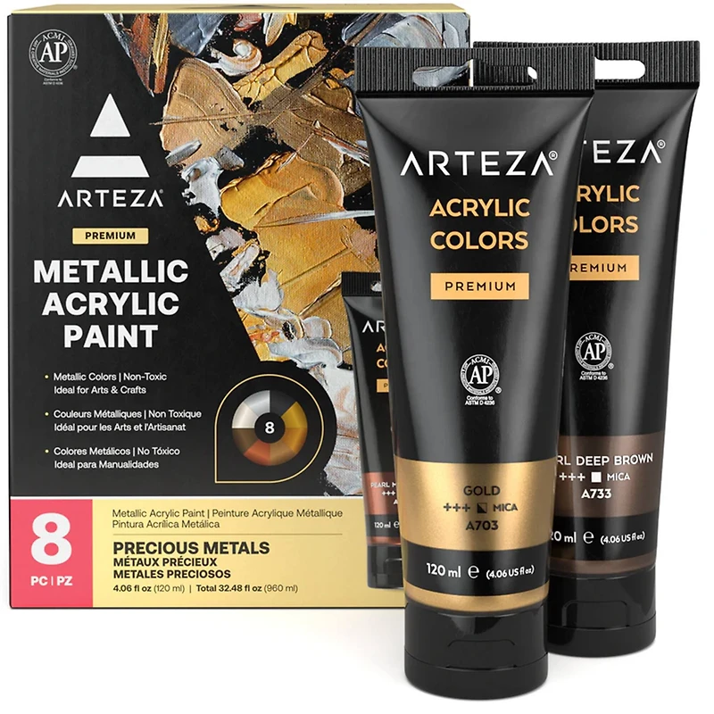 Arteza® Precious Metals Metallic Acrylic Paint Set