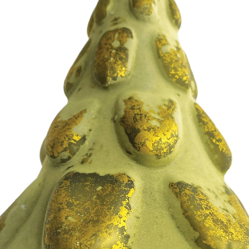 Hello Honey® 6" Matte Green & Gold Embossed Glass Tree