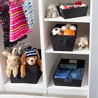 Simplify Small Black Woven Storage Shelf Bin