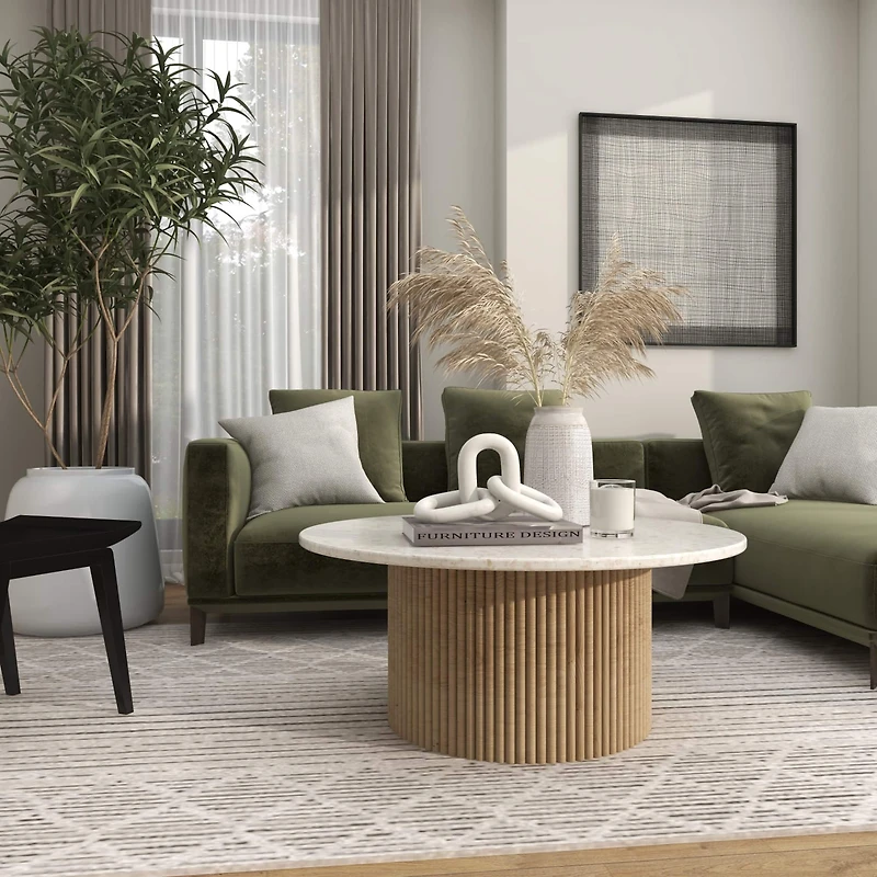 13" Marble Geometric 3-Link Chain Sculpture Décor