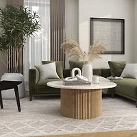 13" Marble Geometric 3-Link Chain Sculpture Décor