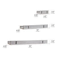 Whitewashed Wood Floating Wall Shelves Set