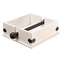 Hello Honey® 9.5" Whitewashed Farmhouse Square Wood & Metal Napkin Holder