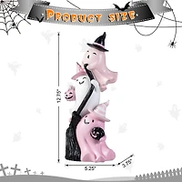 Glitzhome® 13"H Pink Halloween Polyresin Stacked Ghost Table Decor