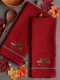DII® Squirrelly Embroidered Dish Towels, 2ct.