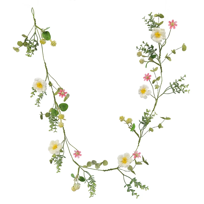 5ft. White & Pink Blossom Coiled Garland by Ashland®