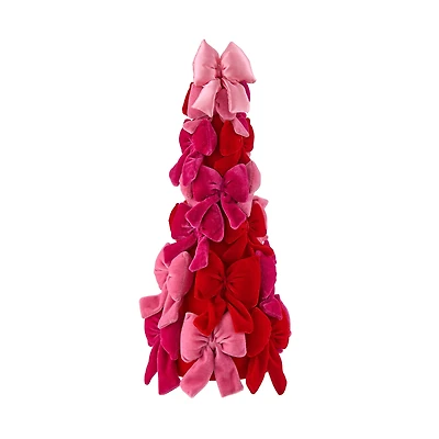 16" Red & Pink Velvet Bow Tree Tabletop Décor by Ashland®
