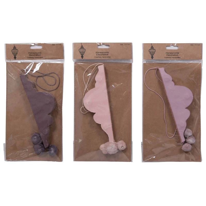 Hello Honey® 6" Paper Ornament with Pom Poms Set