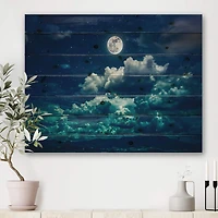 Designart - Full Moon In Cloudy Night Sky II