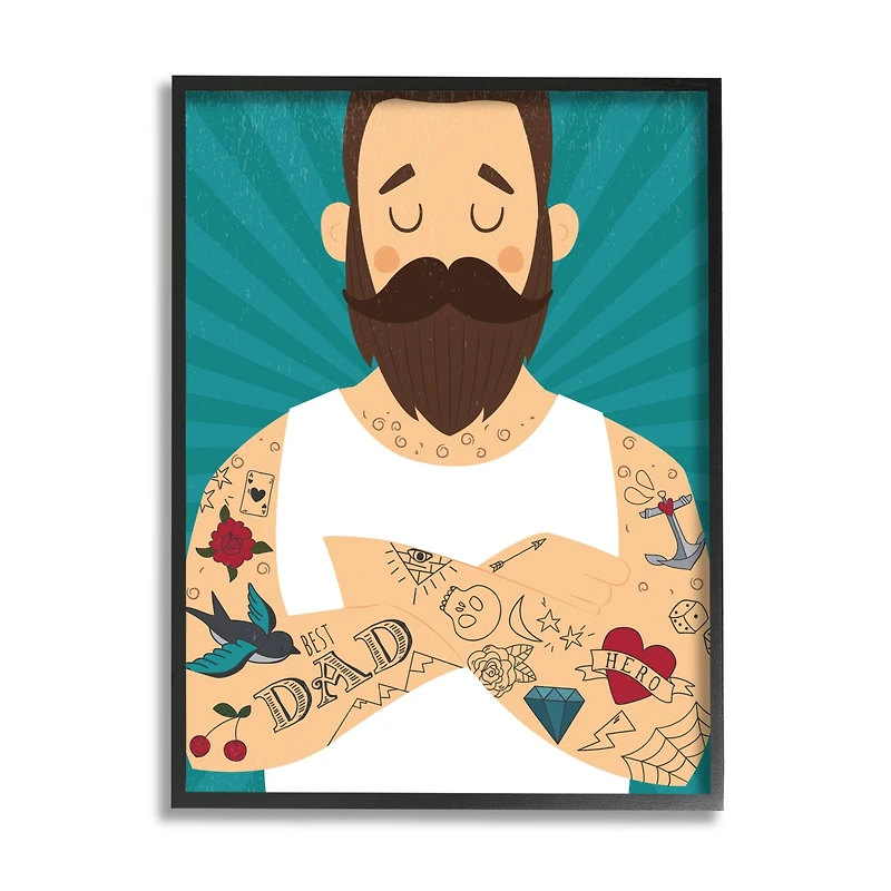 Stupell Industries Best Dad Father's Day Tattoos Framed Giclee Art