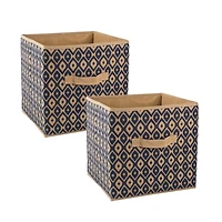 Nautical Blue Nonwoven Ikat Polyester Square Cube Set