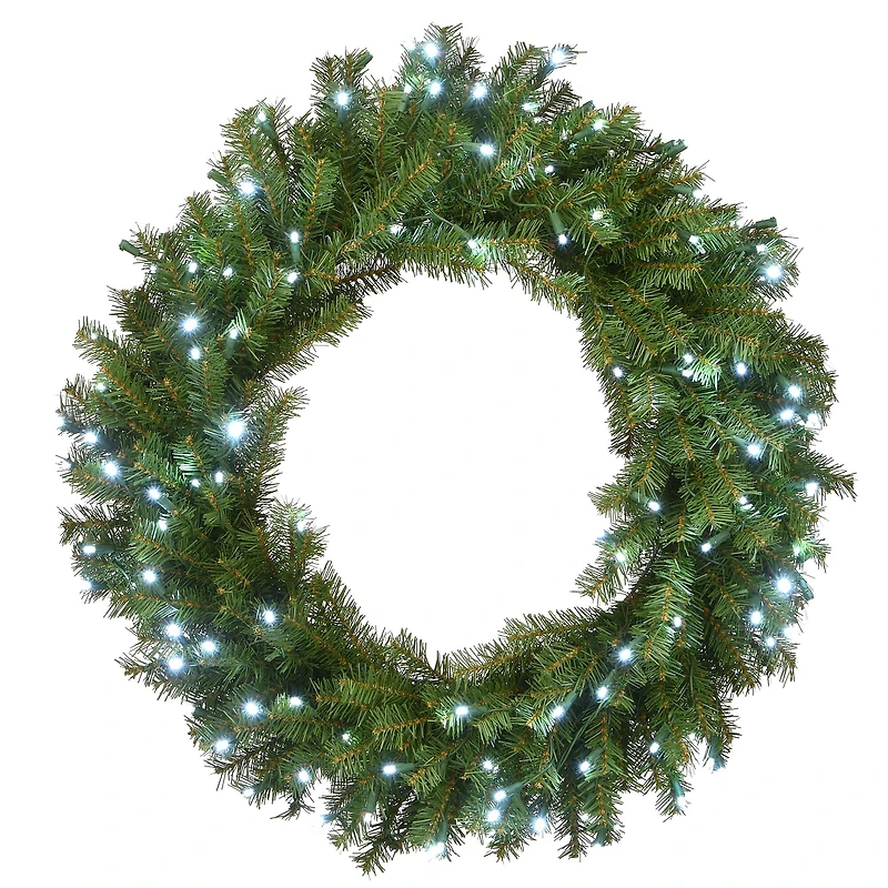 30" Cool White LED Memory-Shape® Norwood Fir Wreath