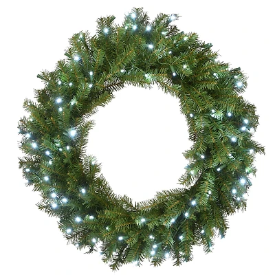 30" Cool White LED Memory-Shape® Norwood Fir Wreath