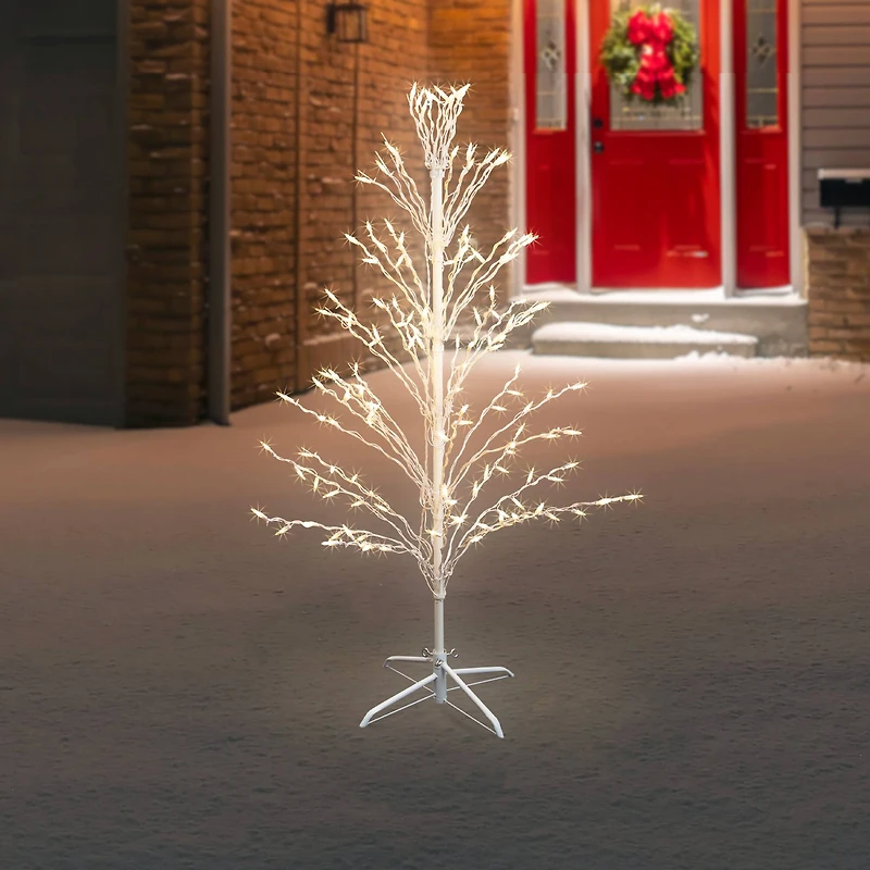 4ft. Pre-Lit White Cascade Twig Outdoor Artificial Christmas Tree