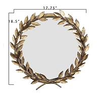 Hello Honey® 18.5" Framed Round Antique Gold Metal Laurel Wreath Wall Mirror