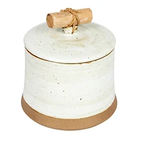 Hello Honey® 5" Beige Reactive Glaze Round Stoneware Canister with Lid
