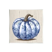 Stupell Industries Blue Patterned Botanical Pumpkin Wall Plaque Art