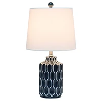 Lalia Home 22" Blue Moroccan Table Lamp with Fabric White Shade