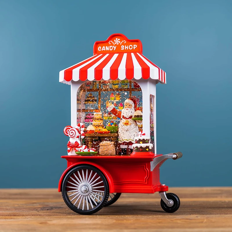 10.75" LED Snow Globe Santa's Candy Stand