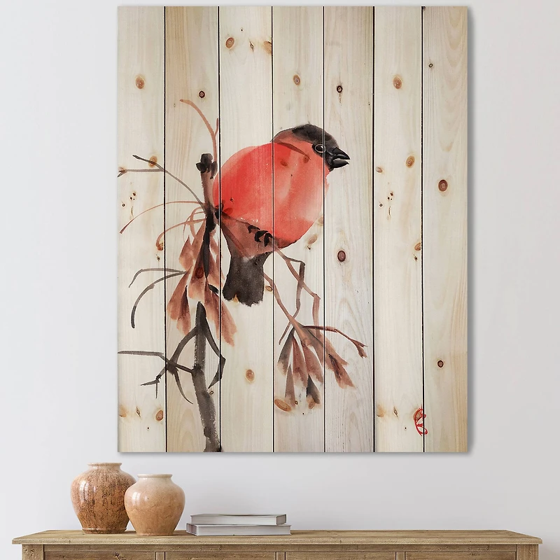 Designart - Bullfinch Bird On A Branch
