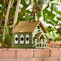 Glitzhome® 11" Oversized Distressed Wood Church Birdhouse