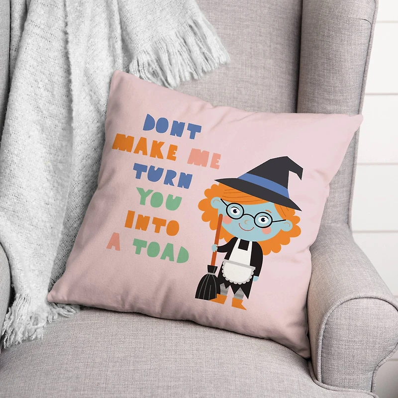 Witch Girl Spell Throw Pillow